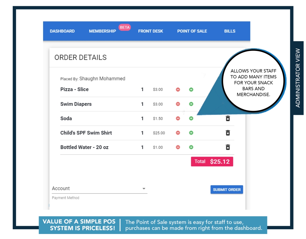 Point-of-Sale software for Swimming Pools